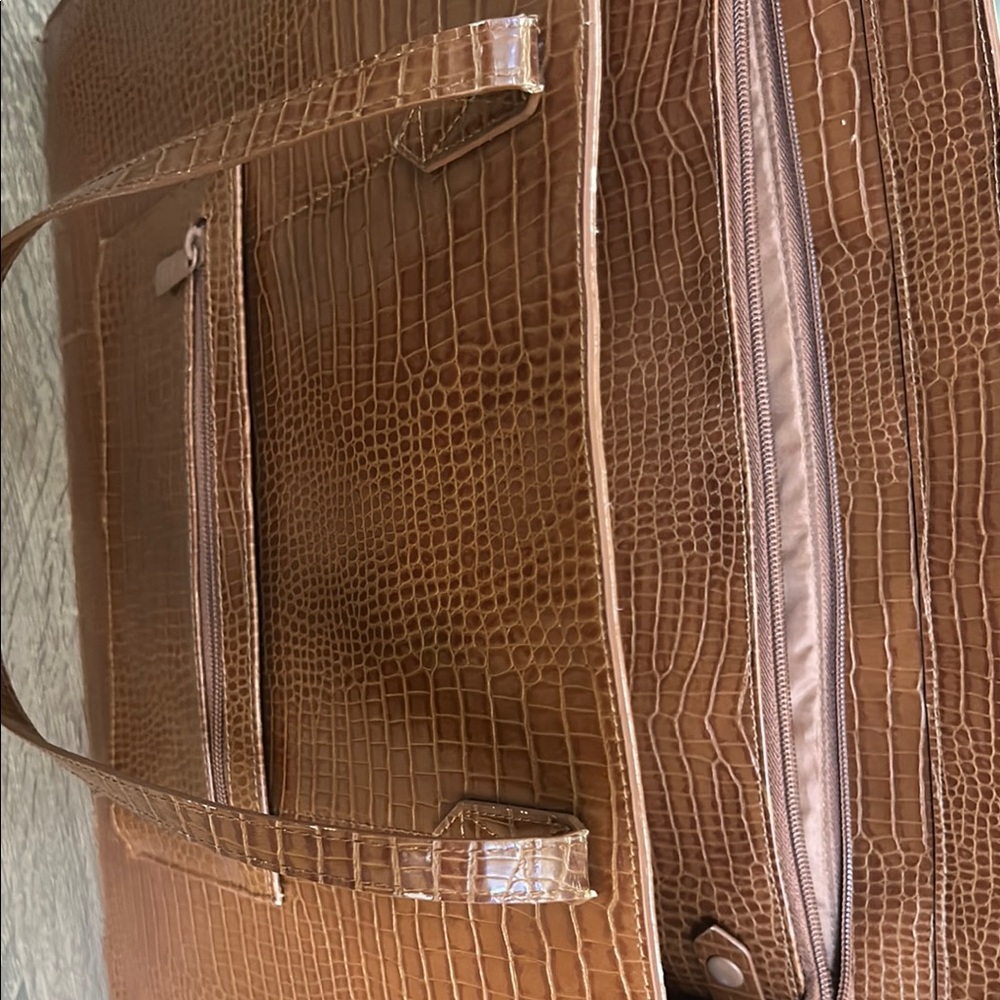 BEIS Brown Croc-Embossed Tote Bag with Shoulder Strap - Picture 8 of 10